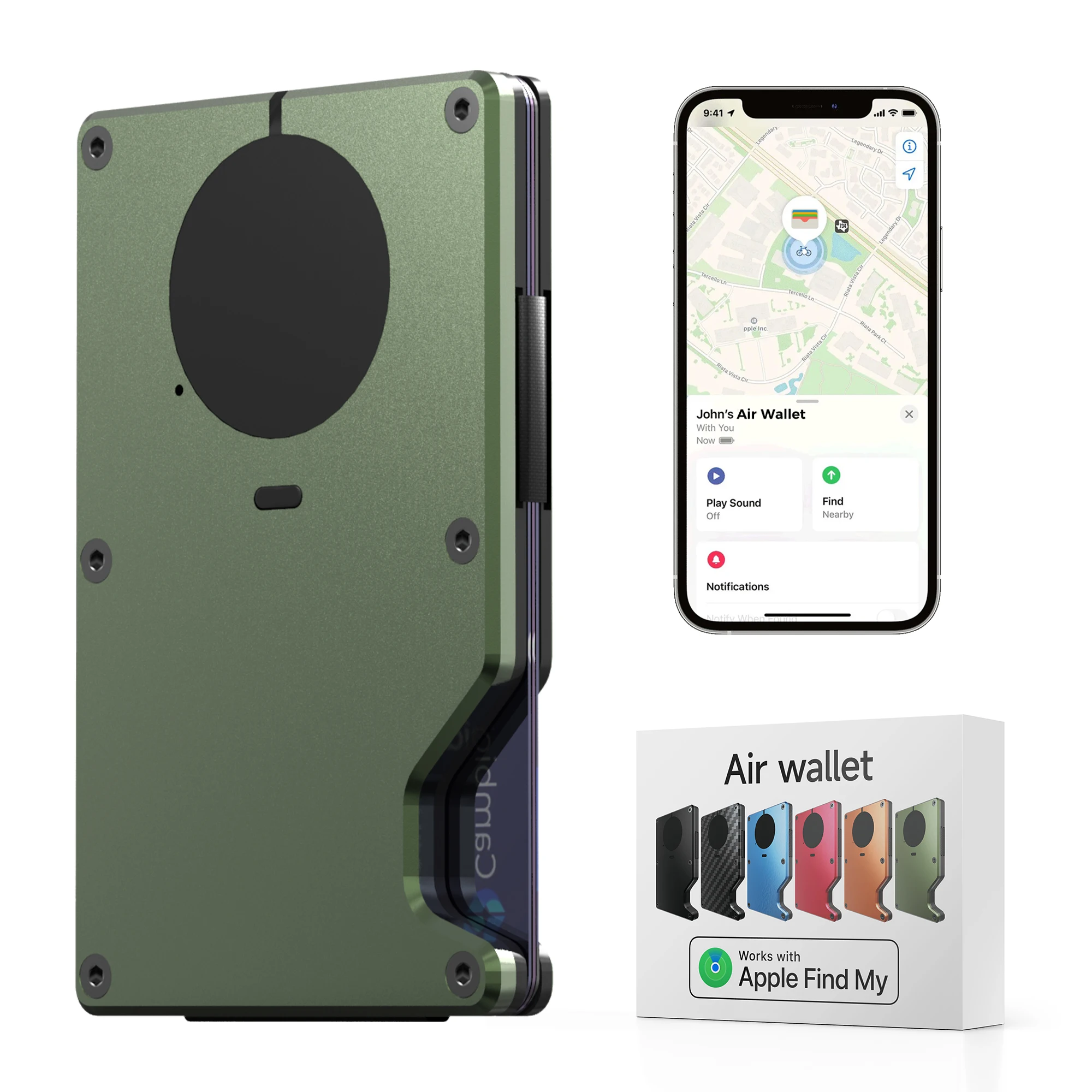 Portafoglio con chip Airtag integrato, porta carte di credito con blocco Rfid, portafoglio sottile da uomo, compatibile solo con Apple Find My ios