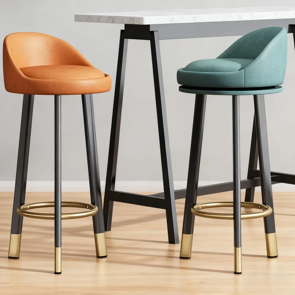 Sedia da bar Sedia da bar girevole di lusso leggera Sedia da bar con schienale e schienale per la casa Sgabello alto moderno e semplice Sgabello da bar