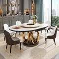 Tavolo da pranzo minimalista e 6 sedie con giradischi leggero Tavolo da cucina rotondo di lusso con struttura in acciaio inossidabile per appartamenti di grandi dimensioni