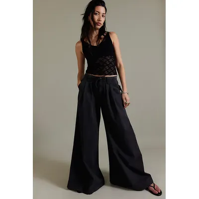 Julien Wide-Leg Chino Trousers at Free People in Washed Black, Size: Small