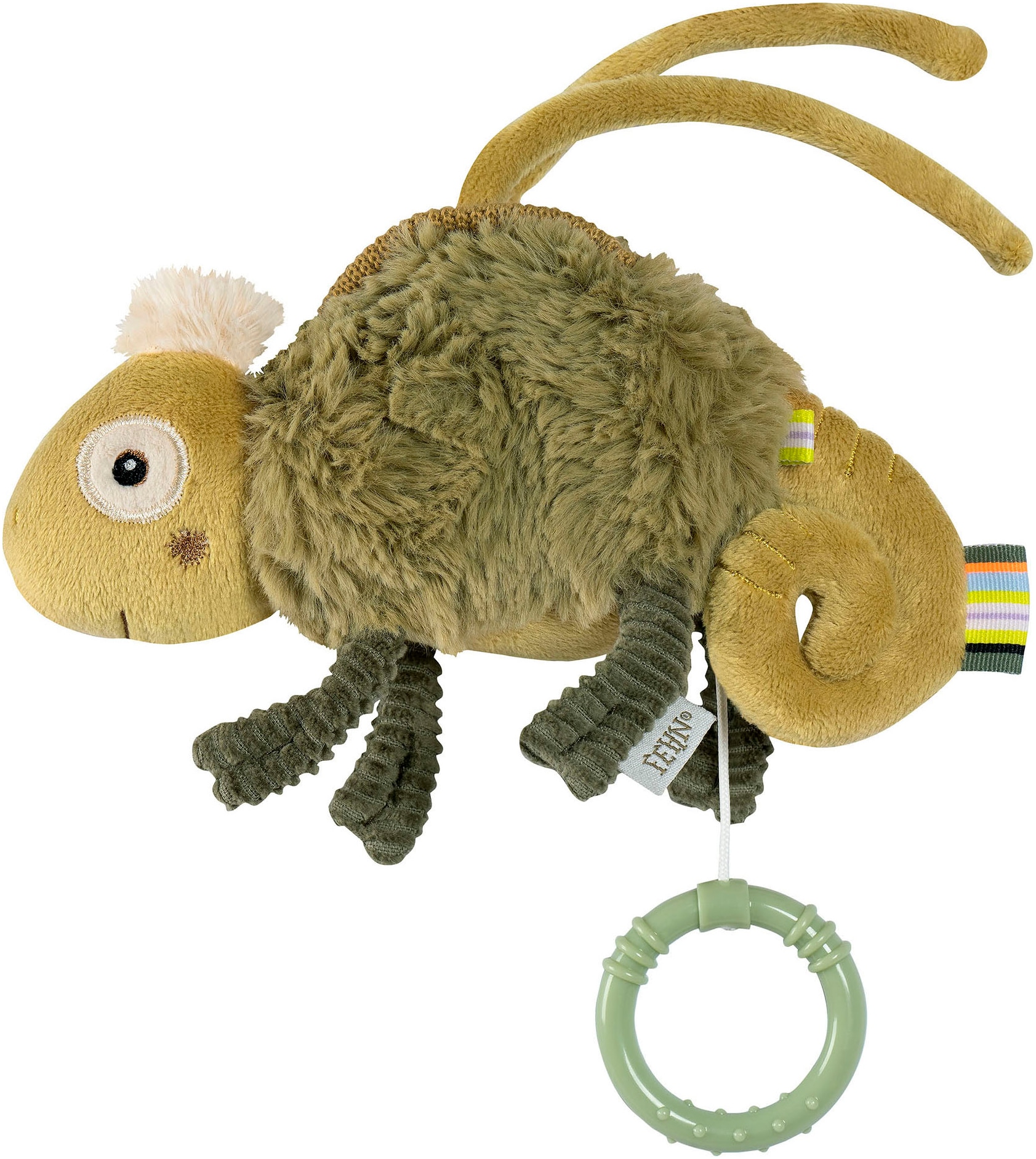 Spieluhr FEHN "Lazy, Crazy & Pink, Chamäleon", grün (khaki, olive), Spieluhren, KinderB:20cm H:5,4cm L:12cm, Plüsch, Softvelours, B:20cm H:5,4cm L:12cm Image
