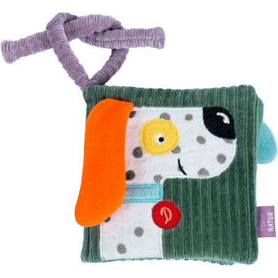 Greifspielzeug FEHN "Stoffbuch Hund NATUR", bunt, Greifspielzeug, KinderB:10,7cm H:3,4cm L:10,7cm, Plüsch, Nicki, Baumwolle, Enthält Bio-Baumwolle, B:10,7cm H:3,4cm L:10,7cm Image