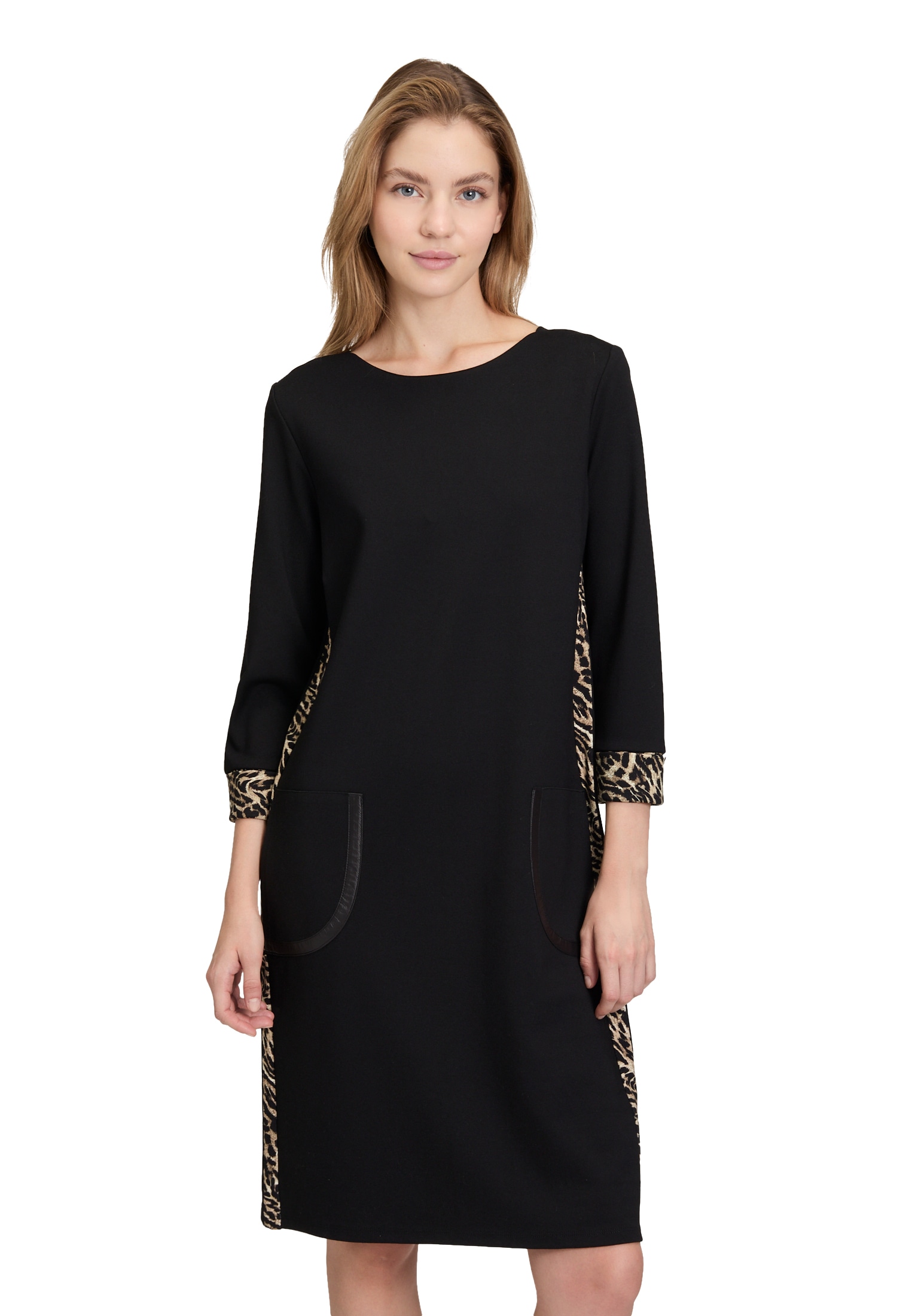 Jerseykleid BETTY BARCLAY "Damen Jerseykleid mit Eingrifftaschen", Damen, Gr. 36, Normalgrößen, schwarz, Obermaterial: 70% Viskose, 25% Polyester, 5% Elasthan. Besatz: 70% Viskose, 25% Polyester, 5% Elasthan., gerade kurz, Kleider Image