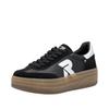 Plateausneaker RIEKER SPORT "Swing2GO", Damen, Gr. 40, silber (schwarz, silberfarben), Glattleder, Veloursleder, sportlich, Schuhe, Retro-Sneaker, Schnürschuh, Halbschuh mit trendiger Plateausohle