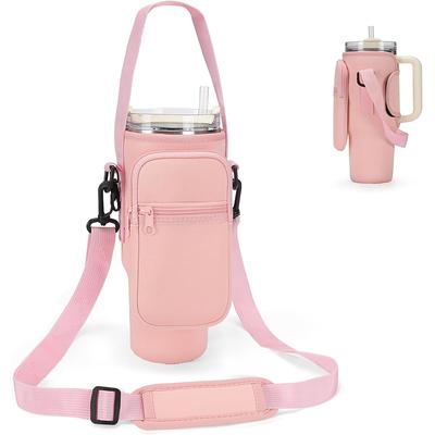 Water Bottle Carrier Bag for Stanley 40oz Tumbler with Phone Pocket Neoprene Water Bottle Holder with Shoulder Handheld Strap Stanley Cup Accessories