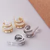 925er Sterlingsilber, Gold und Silber in zwei Farben, Hip-Hop-Trend, doppeltes C-förmiges Temperament, geeignet für Mädchen zum Tragen