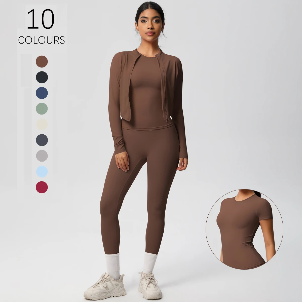 Zipper Jacke Frauen Tops Yoga T-shirts Solide Sport Top Langarm Lauf Shirts Sexy Quick Dry Fitness Gym Sport Tragen Anzug Image