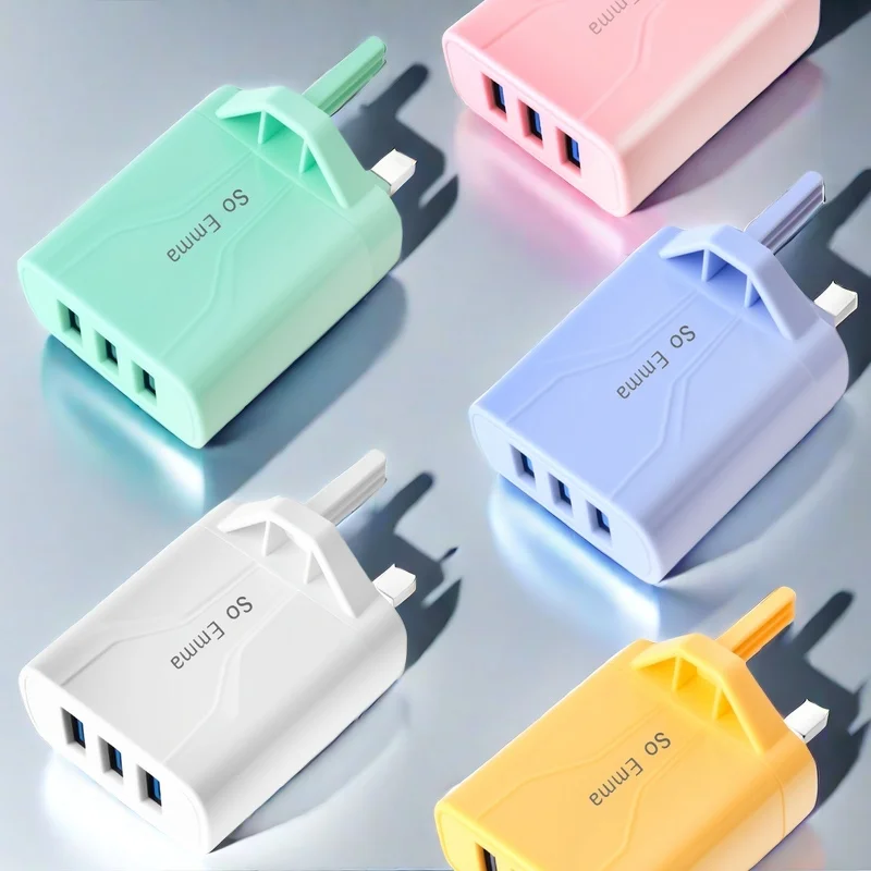 3-Port-USB-Ladegerät, Wandladegerät, Multi-USB-Netzteil für iPhone, Android-Handys, Mobiltelefone, Kameras und MP3 usw. UK Image