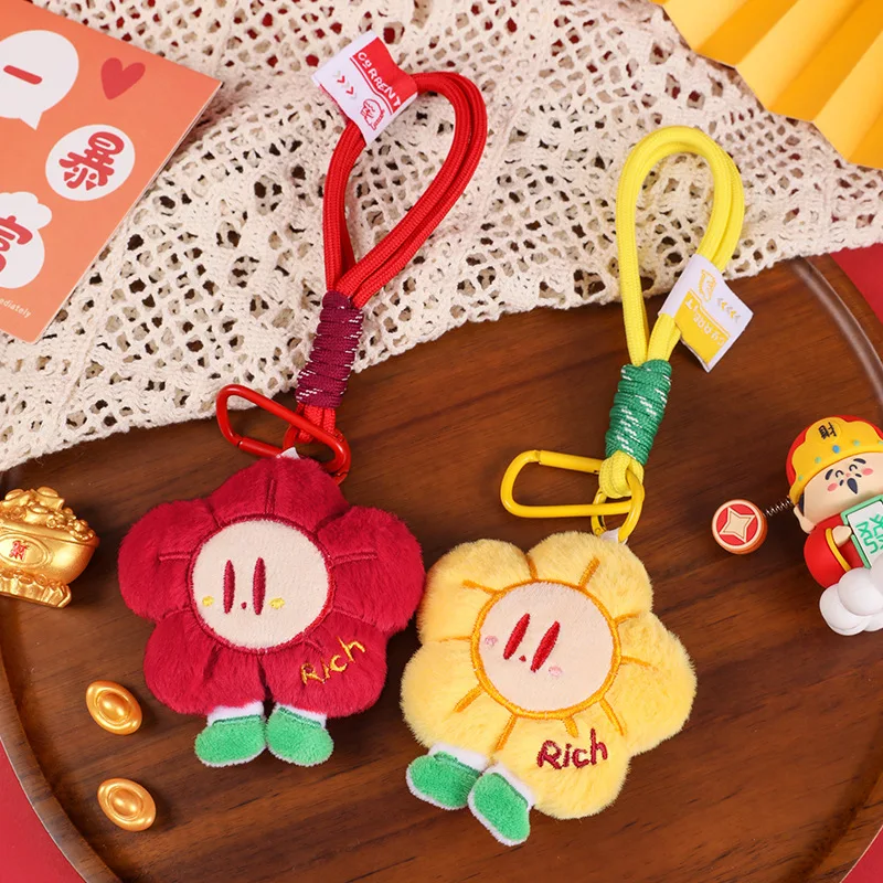 Cartoon Geld verbringen, flauschige Blumen, wünschen Sie sich, dass Sie reich werden. Auto-Anhänger-Schlüsselanhänger. Niedlicher Schlüsselanhänger mit geflochtener Seilschlüsselanhänger „Schicken Sie Image