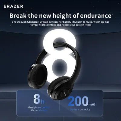 Lenovo Wireless Headset QT01 Stereo-Kopfhörer mit Geräuschunterdrückung, 8-stündiger langer Akkulaufzeit und 40-mm-Lautsprecher-Ohrhörer Image