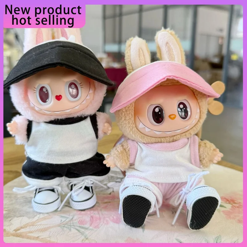 Geeignet für Labubu-Stoff erste und zweite Generation, lässiges Sport-Set, Puppenkleidung, niedliche Sonnenhut-Schuhe, Puppen-Accessoires, Geschenke Image