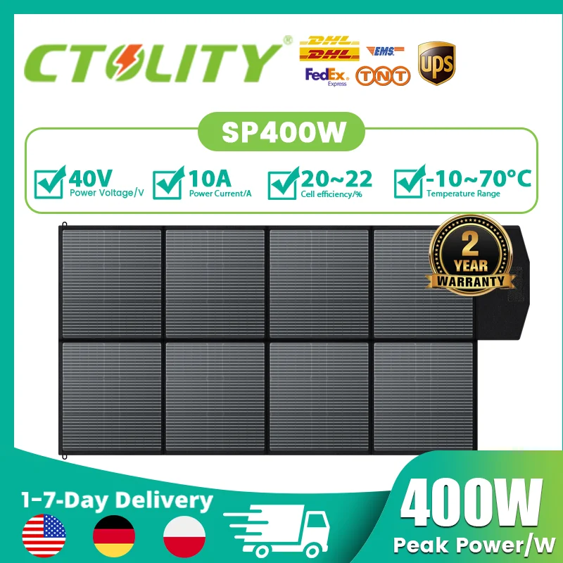 Ctolity 400 W 200 W 100 W 54 W 36 W 21 W tragbares Solarpanel, Kit-Solargenerator, faltbare Campingausrüstung, 18 V MPPT-Steuerung Image