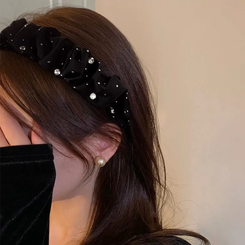 Gypsophila Plissee Stirnband Eleganter Strass Haarschmuck für Frauen Image