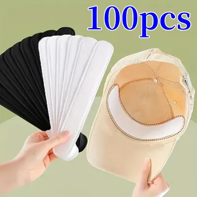 10/50/100PCS Hat Sweat Absorber Stickers Summer Cap Liner Bands Sweatband Visor Hats Size Reducer Adhesive Sweat Absorbing Pads