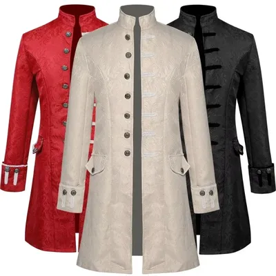 Herren Steampunk Mittelalter Vintage Jacke Halloween Cosplay Kostüm Retro Gothic Viktorianisch Gehrock Uniform für Männer Image