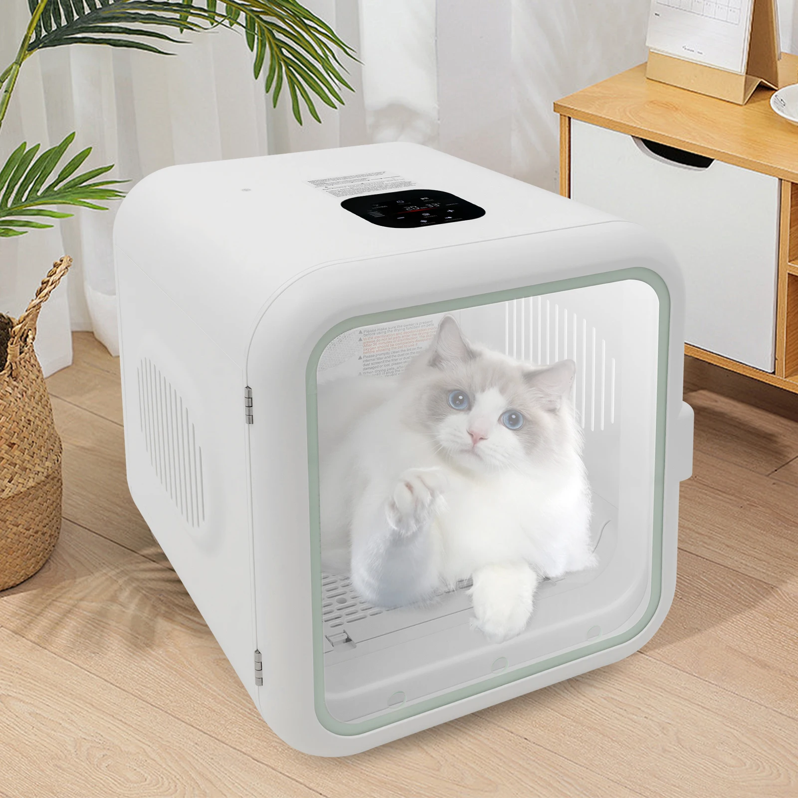 62L Pet Dryer Machine with Tempered Glass | 800W Heating, 22-45℃ Adjustable, 35dB Quiet, 110V US Plug