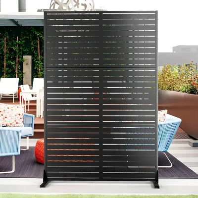Metal Privacy Screen with Stand 72" H×47" W Outdoor Freestanding Privacy Screen & Panels
