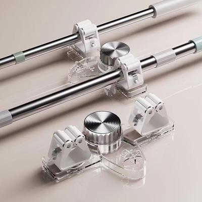 2pcs Broom Holder Mop Hanger Suction Cup Wall Mount, No Drilling Adjustable Mop Clip Hook, Removable Broom Organizer for Bathroom Toilet Home Storage