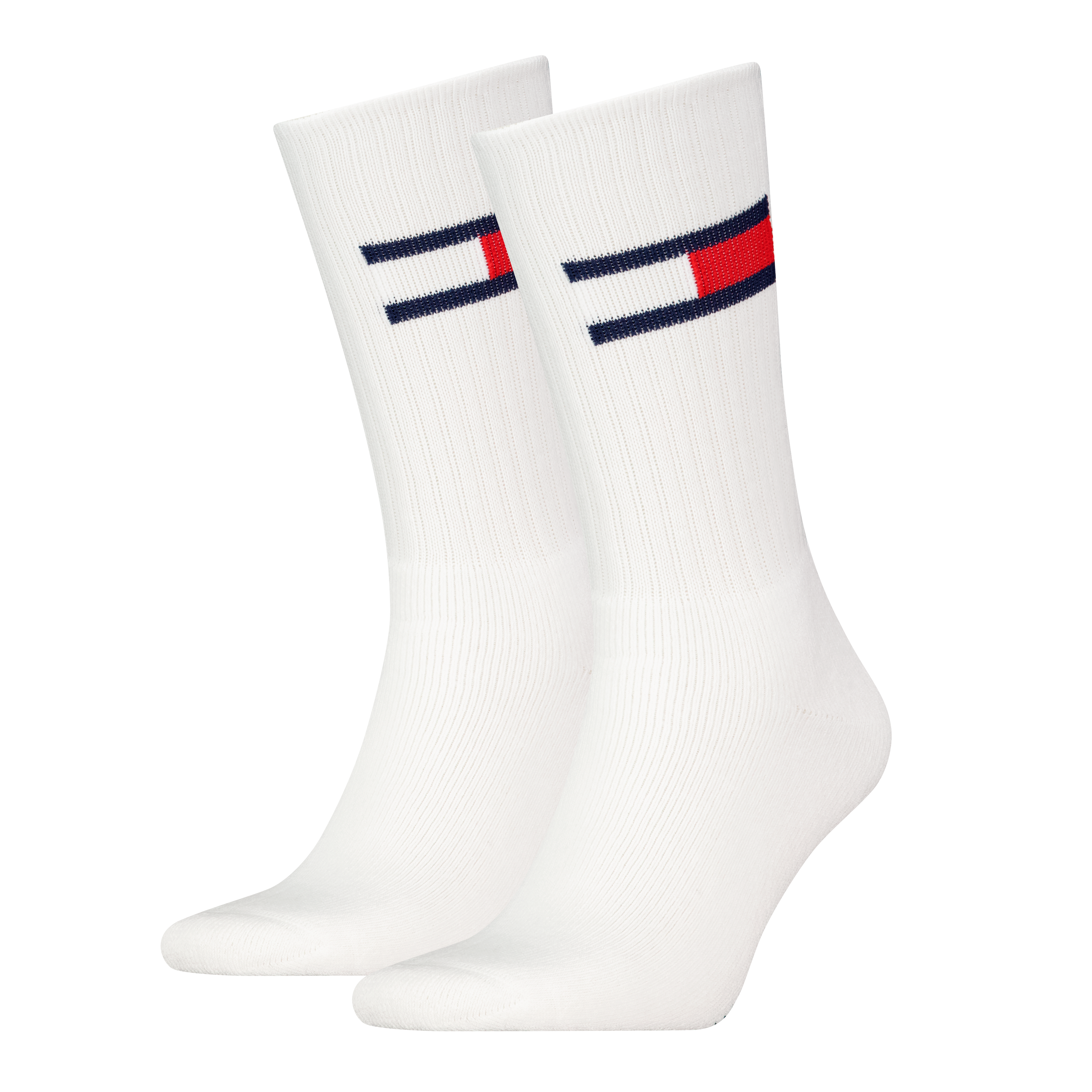 Socken TOMMY HILFIGER "TH UNI TJ SOCK 2P FLAG", Damen, Gr. 43-46, weiß, Baumwollmischung, normal, Socken, mit großem Logo Image
