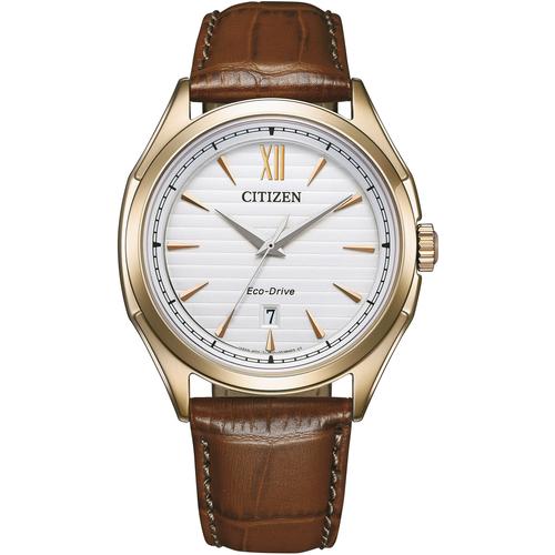 Solaruhr CITIZEN, braun, Armbanduhren, Herren, Armbanduhr, Herrenuhr, Datum, Lederarmband