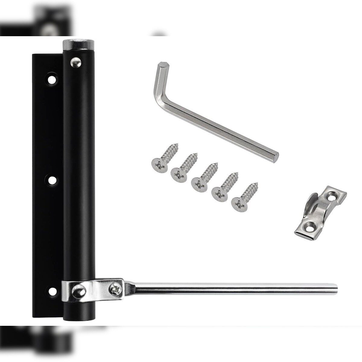 ID Dinkel 5 Stangentürschließer UNIVERSAL Türschließer Automatik Türfeder Federschließer bis 75 KG Schwarz Image