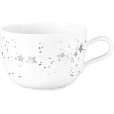Tasse SELTMANN WEIDEN "Liberty - Silver Stars", bunt (weiß, silberfarben), B:10,30cm H:7,40cm Ø:13,30cm, Porzellan, Trinkgefäße, Milchkaffeeobertasse 0,38 l Image