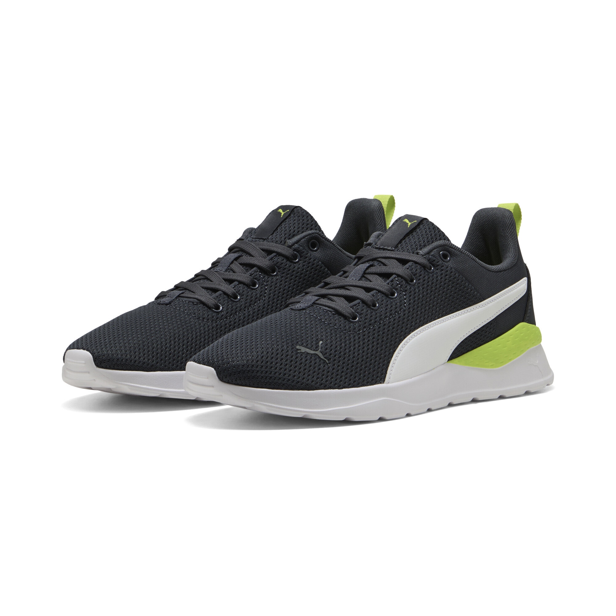 Sneaker PUMA "Anzarun Lite Sneakers Erwachsene", Herren, Gr. 37,5, strong gray weiß lime smash grün, Obermaterial: Synthetik, Textil; Futter: Textil; Innensohle: Textil; Laufsohle: Synthetik, Gummi, Schuhe Sneaker
