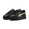 Sneaker PUMA "Karmen II Leather Sneakers Damen", Gr. 41, schwarz canvas silber beige metallic, Obermaterial: Kuhleder, Textil, Synthetik; Futter: Textil; Innensohle: Textil; Laufsohle: Gummi, Schuhe