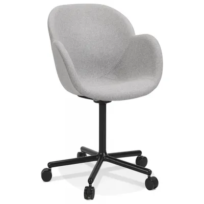 Bürostuhl mit Armlehnen Grau Metall Textil | Schreibtischstuhl Gepolstert | Drehstuhl mit Rollen | Modernes Design | Kadima Design Image