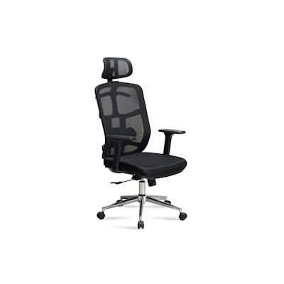 KADIMA DESIGN Bürostuhl Schwarz Mesh-Bezug Schreibtischstuhl bis 120 kg mit Kopfstütze, Drehstuhl höhenverstellbar mit Lendenwirbelstütze, Stoff-Schreibtischsessel Image