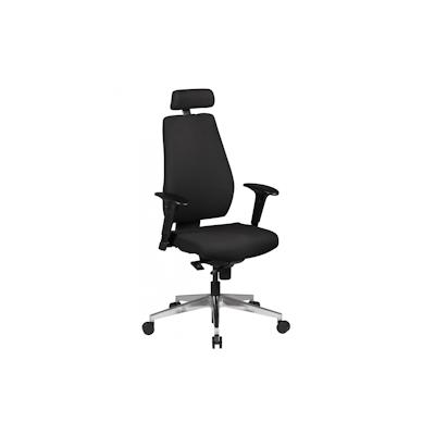 Luxus-Bürostuhl: Ergonomische Rückenlehne, verstellbare Sitz-/Rückenneigung, Kopfstütze, strapazierfähiger Stoff, Aluminium-Fußkreuz | Kadima Design Image