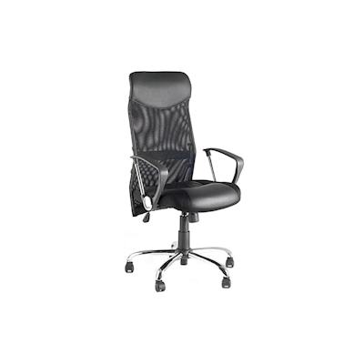 Kadima Design Bürostuhl Ergonomischer Drehstuhl Modern-Professional | Mesh-Netzrücken & Kunstleder-Sitz | Schwarz-Chrom | Synchronmechanik & drehbar Image