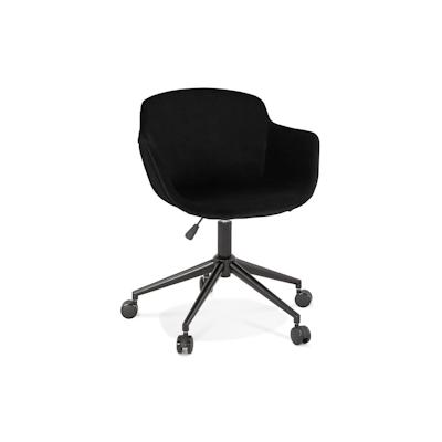 Bürostuhl mit Armlehnen | Samtbezug schwarz | Schreibtischstuhl für Konferenz & Büro | höhenverstellbar, drehbar & mit Rollen | Kadima Design Image