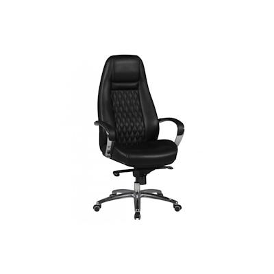 KADIMA DESIGN Bürostuhl AUSTIN Echt-Leder Schwarz Schreibtischstuhl 120KG Chefsessel hohe Rückenlehne mit Kopfstütze Image