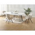 Set tavolo FIRELA + 4 sedie GULSUN Effetto marmo Bianco e Beige