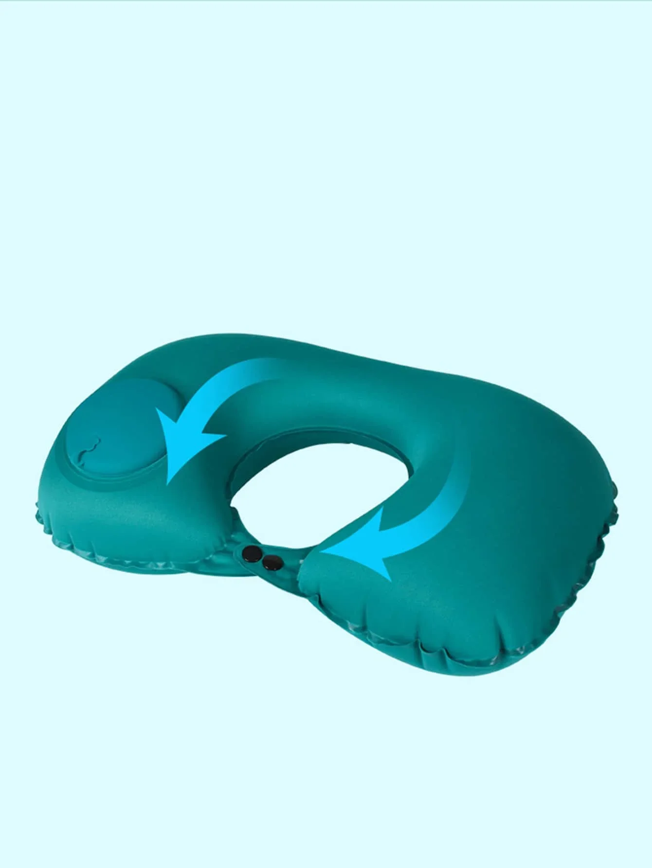 Beflocktes aufblasbares Nackenkissen, tragbares Kissen, kann selbst gefüllt werden, geeignet für Outdoor-Reisen, Camping, Wandern Image