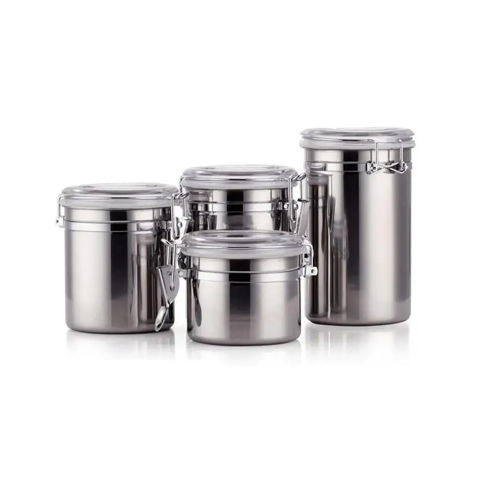 1 pz contenitore per alimenti per uso domestico in acciaio inossidabile bottiglia di stoccaggio contenitore per zucchero in polvere di caffè contenitore ermetico per lattine
