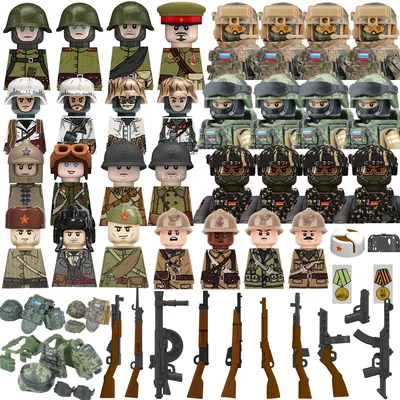 MOC Military Special Forces Soldat Figuren Baustein Waffen Sowjetische Französische Armee Waffen Rucksack Helm Westen Spielzeug Geschenk T015 Image