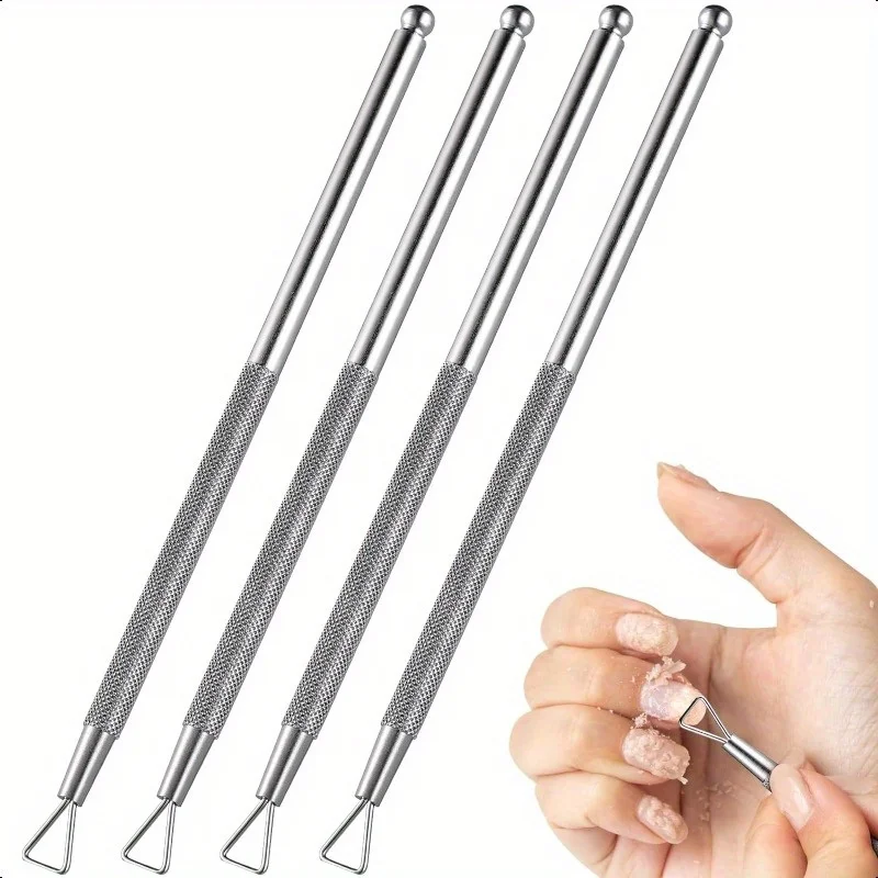 4 stücke Nagel Gel Häutchen Pusher Häutchen Pusher Remover Nagel Schäler Schaber Nagel Pusher Werkzeug Dreieck Polish Remover Häutchen Werkzeuge Image