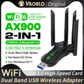 Adattatore USB AX900 WIFI6 2 in 1 Bluetooth 5.4 Dual Band 2.4G e 5GHz 900Mbps WiFi 6 802.11AX Scheda di rete wireless ad alta velocità Ricevitore Dongle 4 antenne USB3.0 per WIN 10/11 Driver gratuito