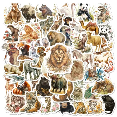 50PCS Realistische Tier Wasserdichte Papier Kinder Graffiti Aufkleber Dekor Gitarre Notebook Schreibwaren Box Gepäck DIY Aufkleber Image