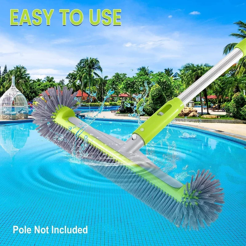 Tête de brosse de piscine en aluminium robuste de 17.5 pouces, avec poils en Nylon à 7 rangées, pour le nettoyage des coins des marches murales de piscine