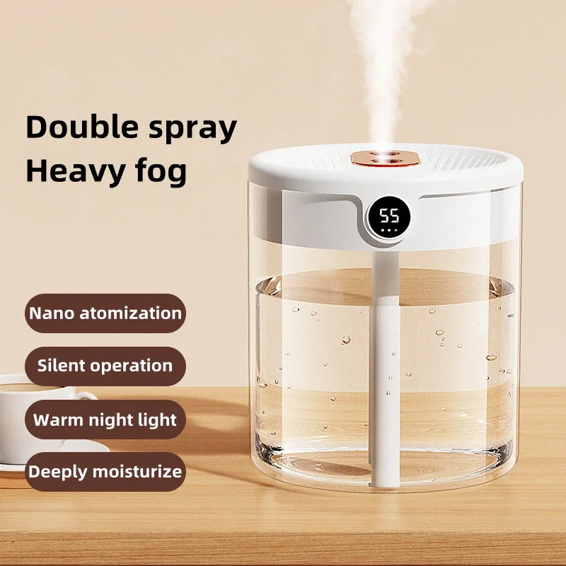 2000ml Home elektrischer Luftbe feuchter USB Dual Spray Ultraschall Cool Mist Aroma ätherisches Öl Diffusor Luftbe feuchter mit LED-Lampe Image