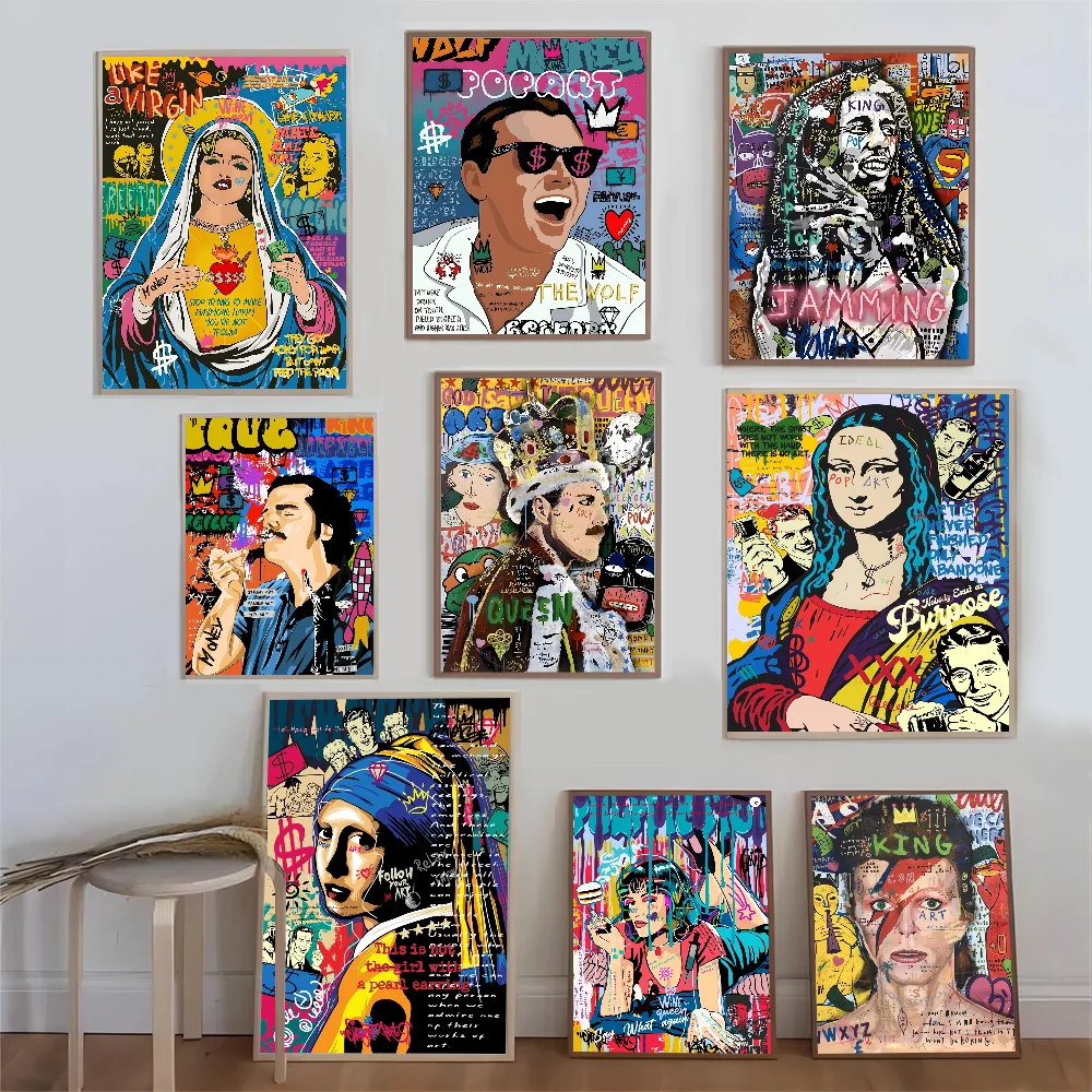 Abstraktes Graffiti-Gemälde, Banksy-Pop-Art, Porträt, Poster, Druck, Wandkunst, HD-Bild für Wohnzimmer, Heimdekoration, rahmenloses Geschenk Image