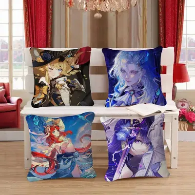 G-Genshin Impact Cartoon Animation Kissenbezug Kissenbezug Dekor Kissenbezug Bedruckter Kissenbezug für Couch Image