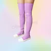 Lila weiße lange Stiefel mit flachem Absatz über dem Knie, Stretch-Stoffschuhe, hohe Absätze, Schuhe für Damen, Schuhe 2025, Zapatos Para Mujere