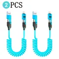 1-2PCS Cavo dati a molla di ricarica rapida Cavo USB tipo C retrattile da 65 W per Iphone Huawei Xiaomi Cavo dati di ricarica rapida per telefono