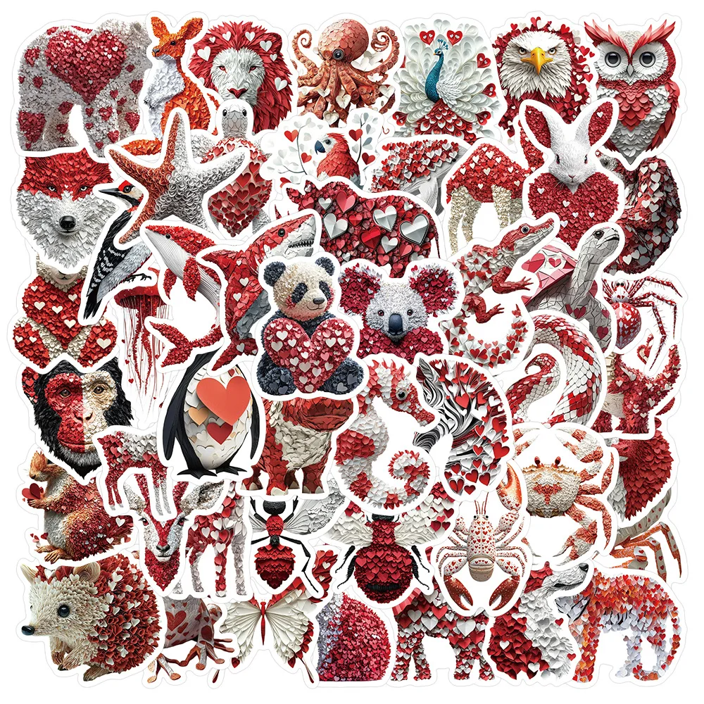 50PCS Papier Herz Niedlichen Tier Aufkleber Telefon Stationäre Bleistift Box Gitarre Notebook Skateboard Dekor Aufkleber Image