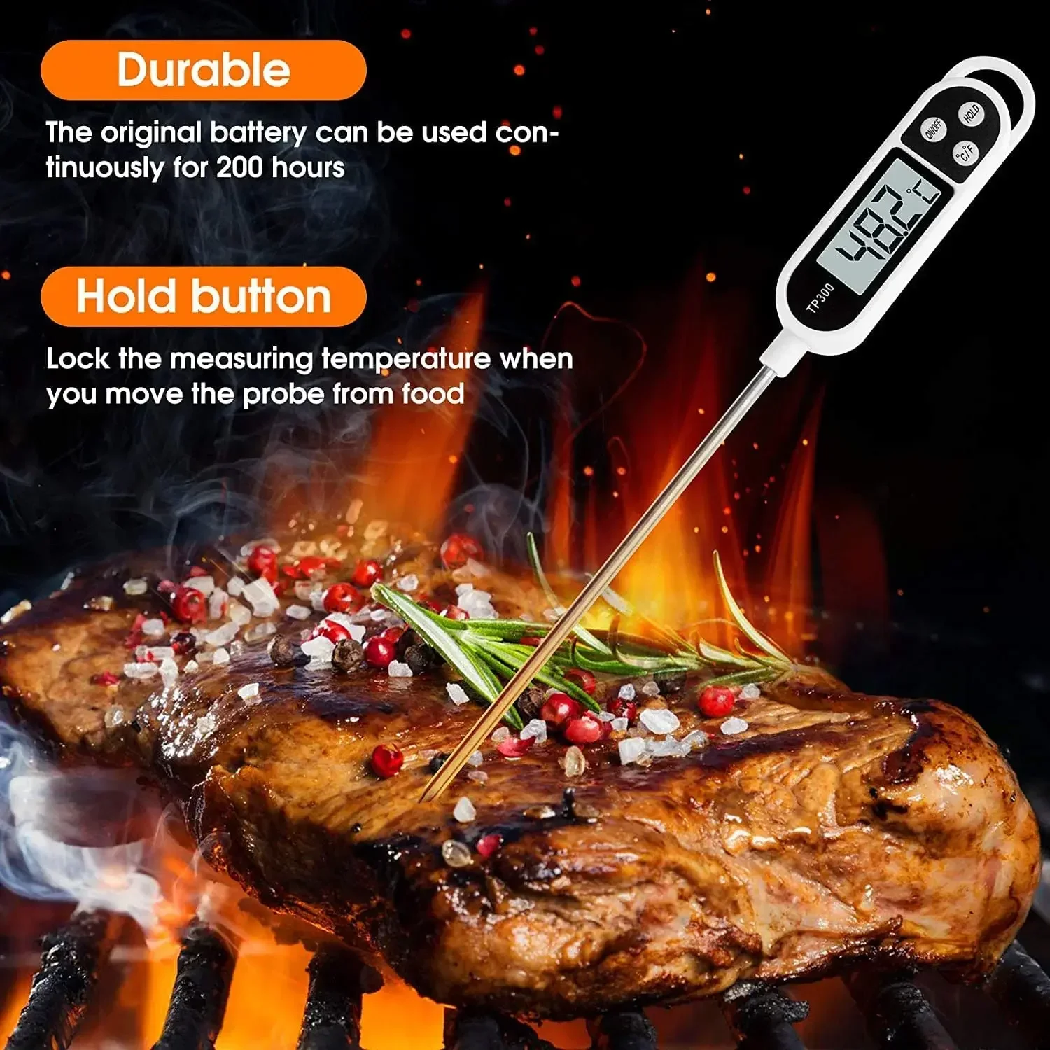 Termometro da cucina digitale Display LCD TP300 Termometro elettronico per alimenti Display LCD Strumento di misurazione della temperatura digitale per carne