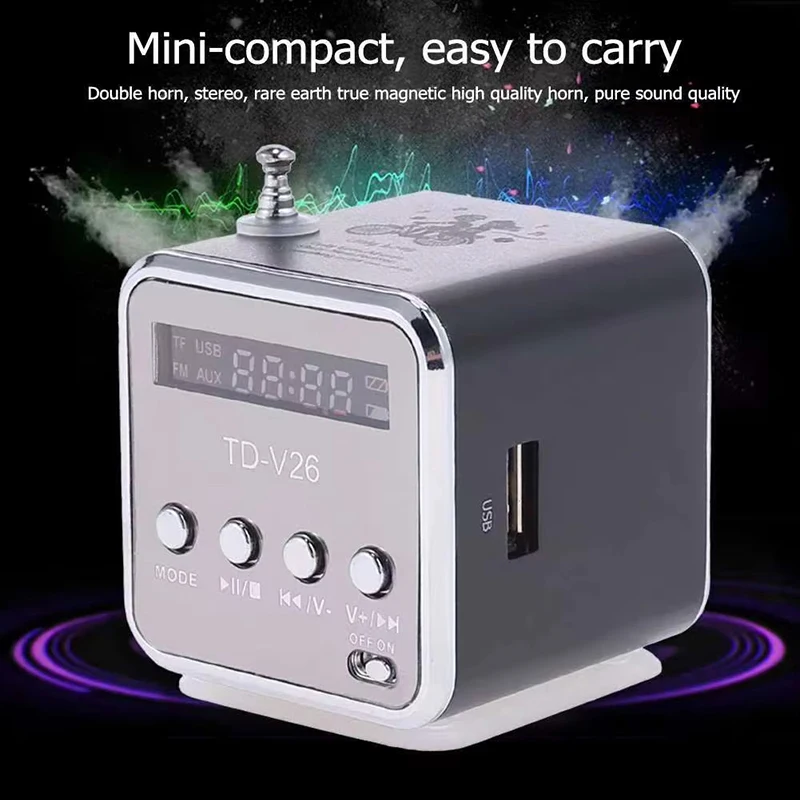 TDV26 Mini haut-parleur sonore Portable SD TF carte FM Radio AUX stéréo musique lecteur MP3 haut-parleur Bluetooth pour PC ordinateur téléphone Portable